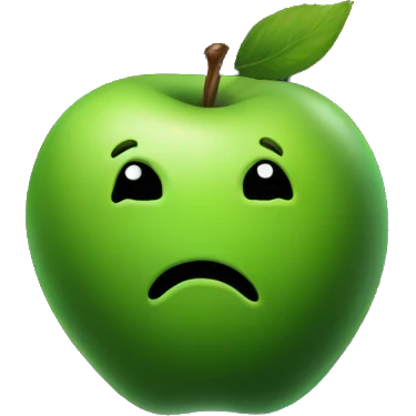 Green apple on black background  emoji