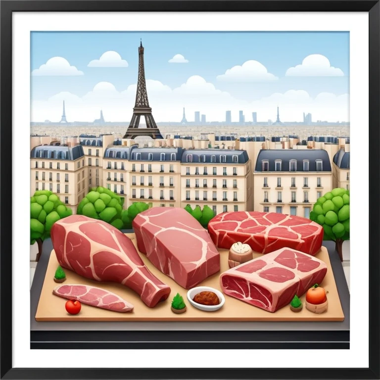  paris art gallery SPAM meat city landscape  emoji