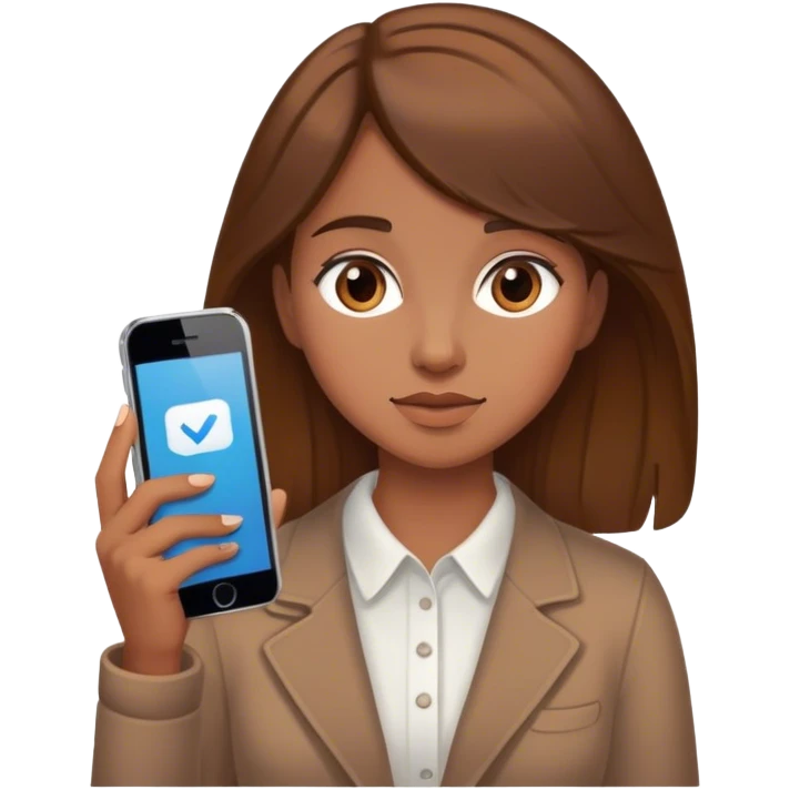 brown-haired girl with phone emoji