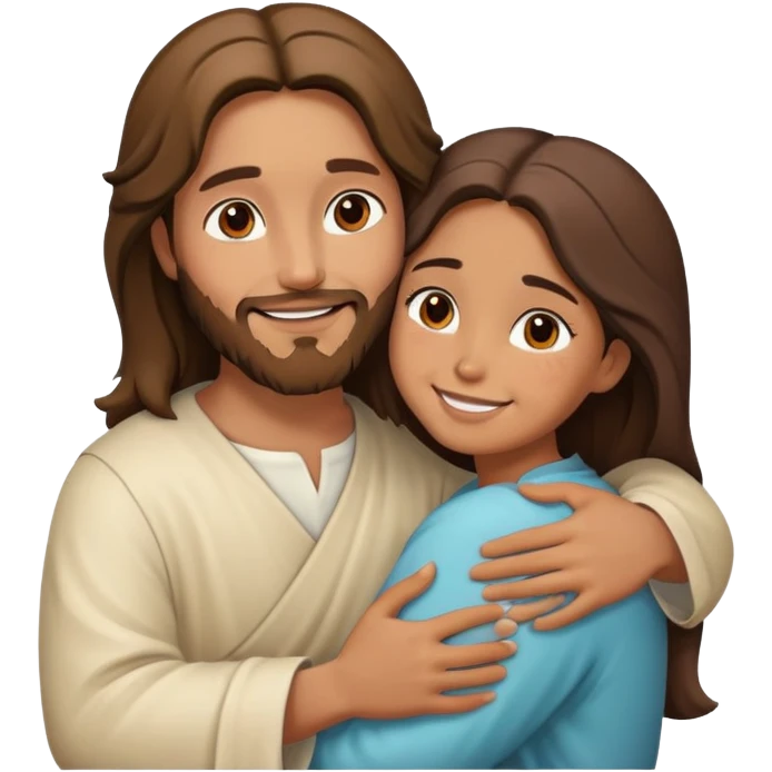 Jesus hugs a girl emoji