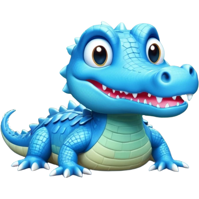 "Cute 3D blue crocodile, Disney style, big eyes, magical glowing swamp, whimsical lighting, 8k render." emoji
