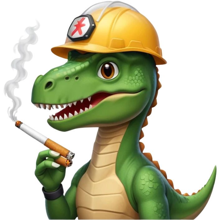 Dinosaur with helmet and a cigarette  emoji