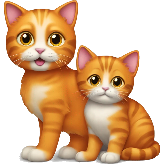Big orange cat AND small tricolour kitty emoji