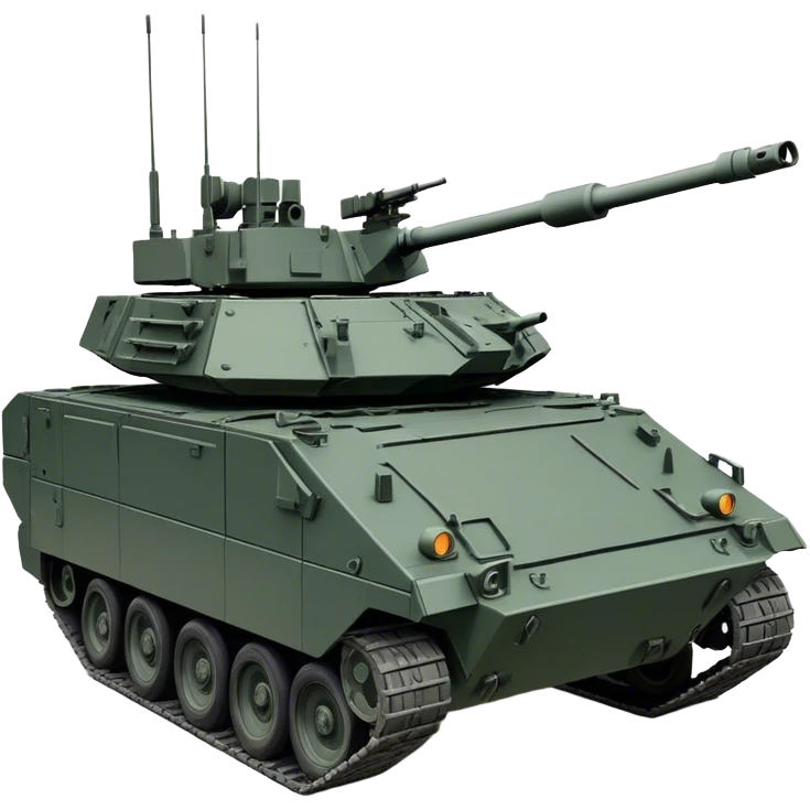 Stryker M1126 (2020) – Cinematic-realistic Stryker M1126 armored personnel carrier, its dark grey-green hull speeding down a war-torn street. The eight large tyres grip the cracked pavement as infantry hunker inside, the turret-mounted .50 cal machine gun scanning rooftops for threats under the eerie glow of distant fires. emoji