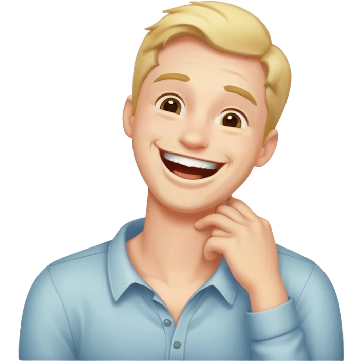 Guy laughing holding his neck  emoji