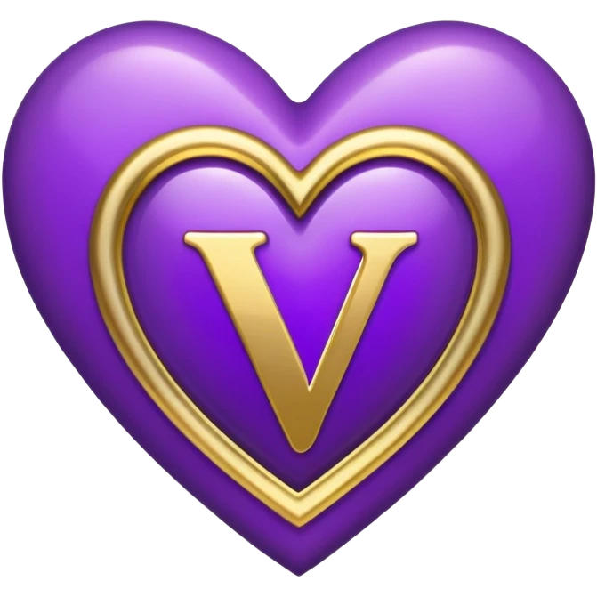 The gold Letter “V” inside a Purple Heart emoji