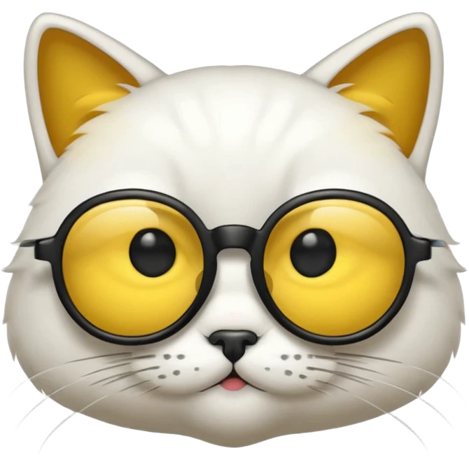 chat blanc à lunette noir emoji