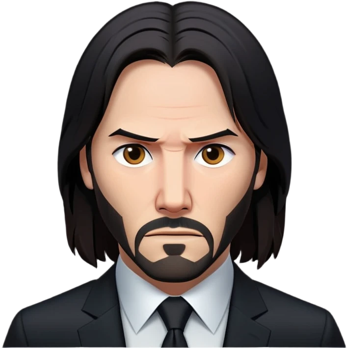John Wick character with black suit, long dark hair, and serious expression emoji