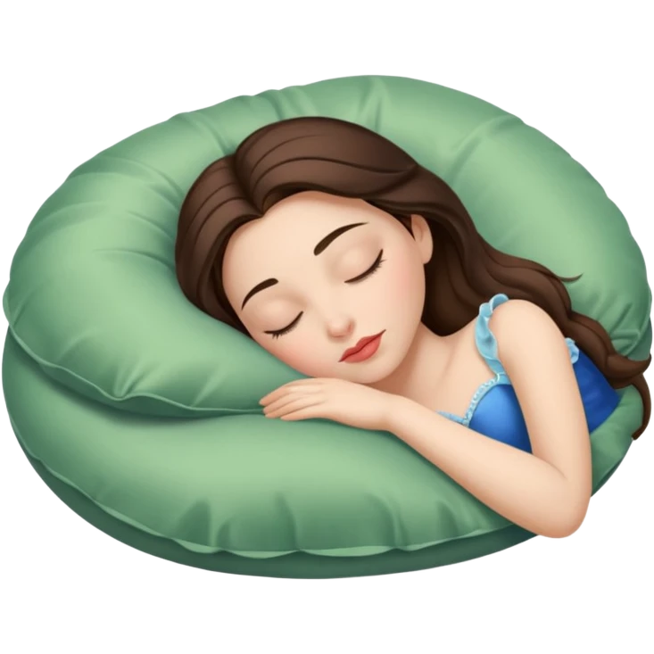 sleeping beauty brunette white girl with a silk pillow emoji