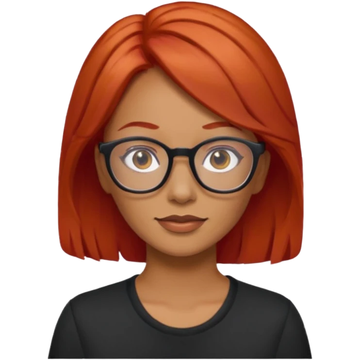 Una mujer con pelo rojo y lentes trigueña emoji