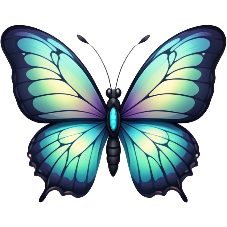Dark, glowing, bio-luminescent butterfly emoji