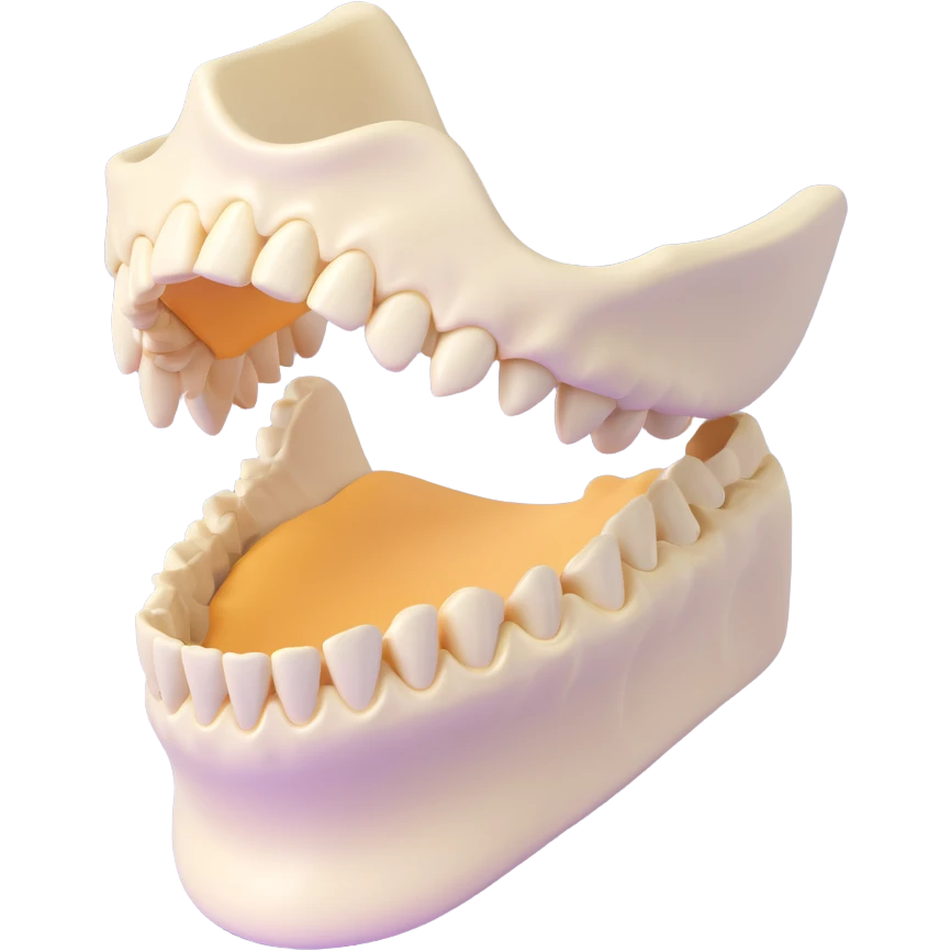 A human jawbone in a minimalist 3D style, focusing on the basic shapes and structure. emoji