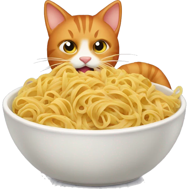 Ginger cat eating pasta  emoji