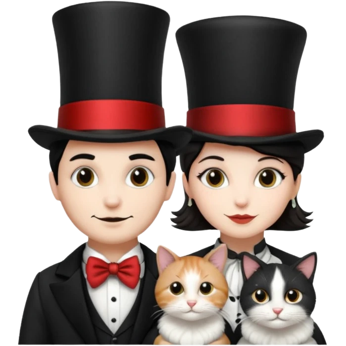 magician couple and their pet cat emoji