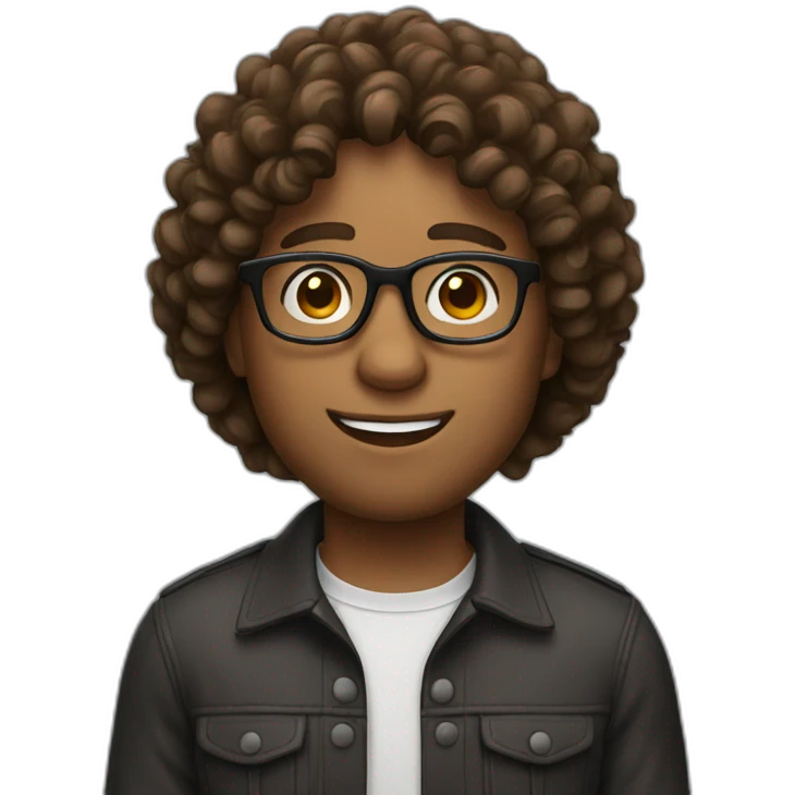 guy with glasses and brown curly hair emoji