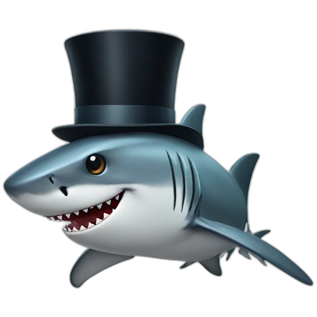 Shark with a top hat emoji