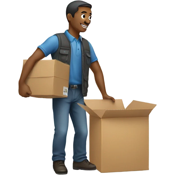 a man packing an item to a box emoji