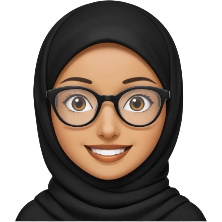 madre con jafas arabe con un panuelo de color negro tapandole todo el cabello emoji
