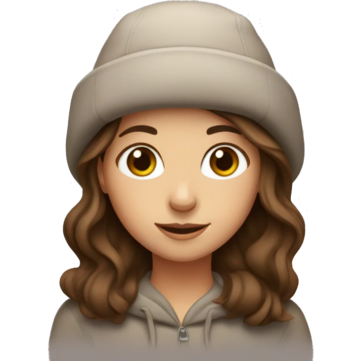 Girl with brown hair wearing a hat in winter emoji