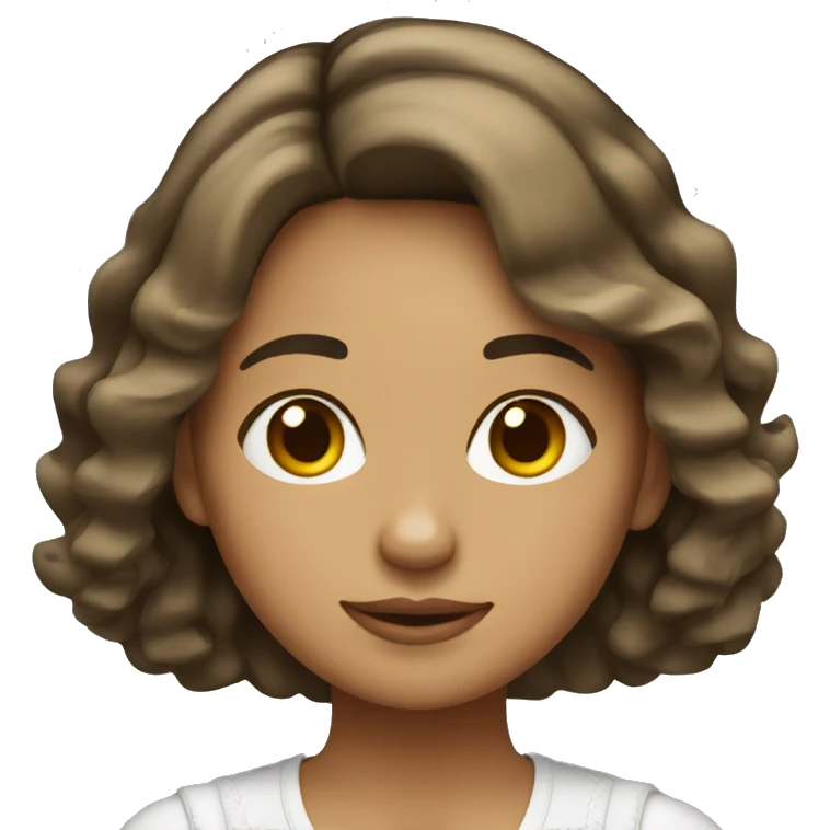 Mexican girl with bob cut wavy brown hair emoji