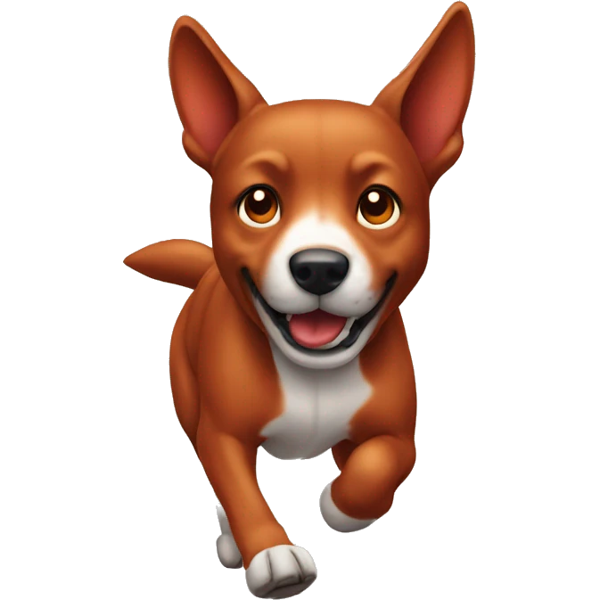 solid red dog with pointed ears running emoji
