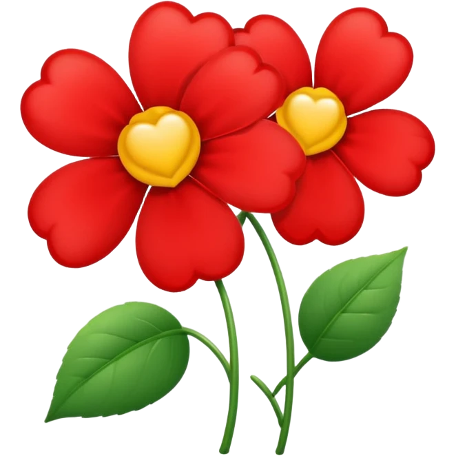 flower with heart-shaped petals and a kiss emoji