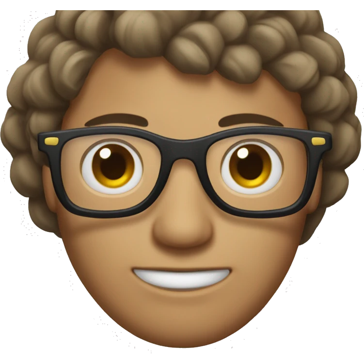 Homme avec des lunettes, peau très blanche, imberbe et les cheveux brun emoji