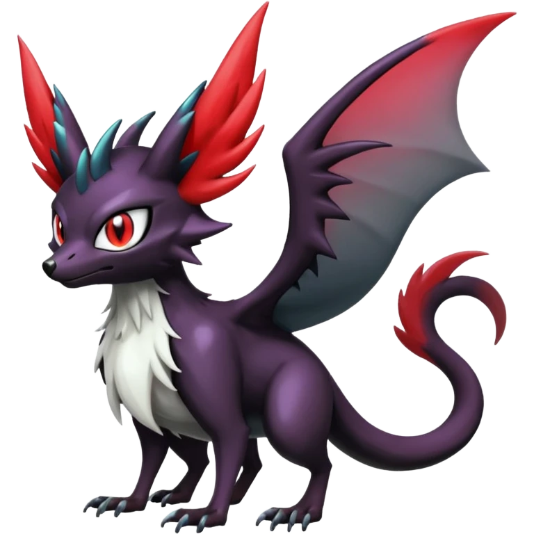 Shiny Noibat-Noivern-Mightyena-Silvally-Fakémon-hybrid-creature (full body)  emoji