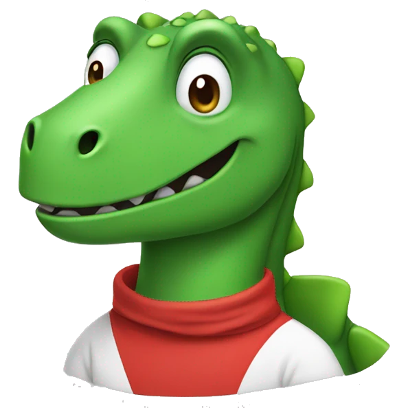 green dinosaur wearing a red t-shirt emoji