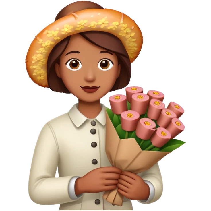 artist holding spam meat flower bouquet  emoji
