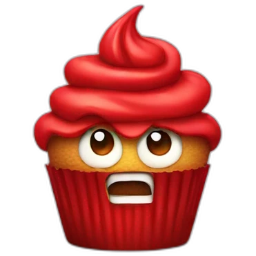Angry red cupcake emoji