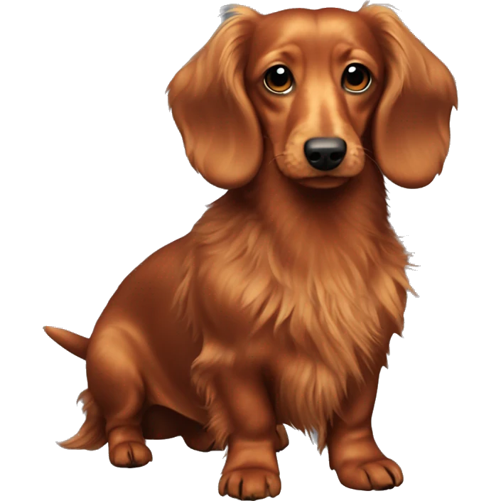 Chunky Miniature red long haired dachshund whole body scruffy emoji