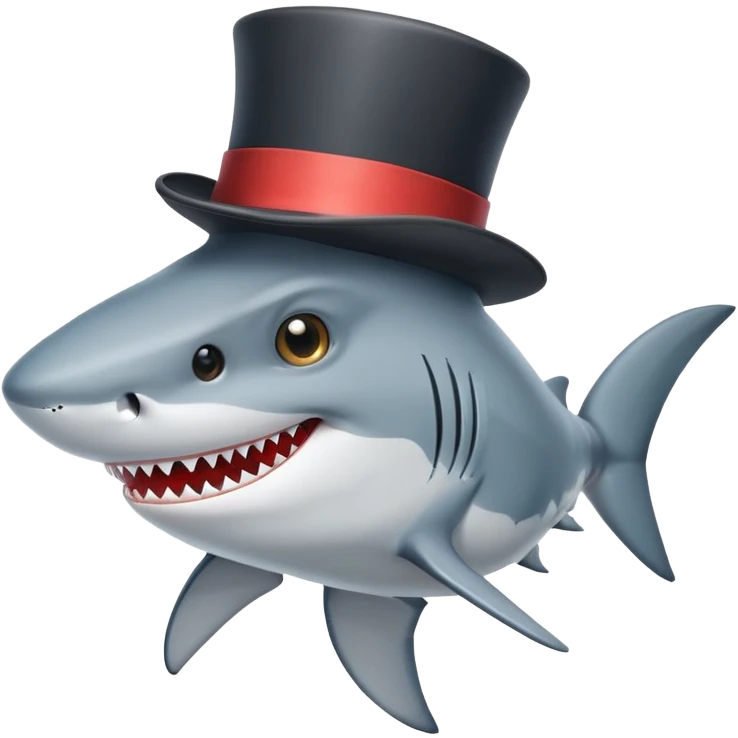 Shark with a top hat emoji