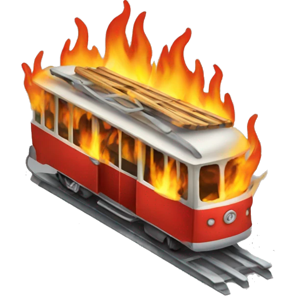 trolley in flames emoji