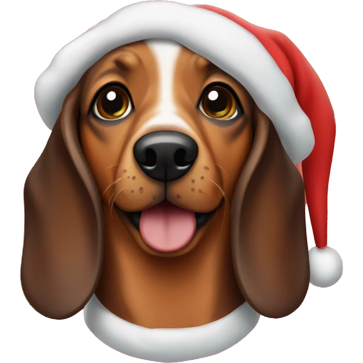 Dachhund wearing a Santa costime  emoji