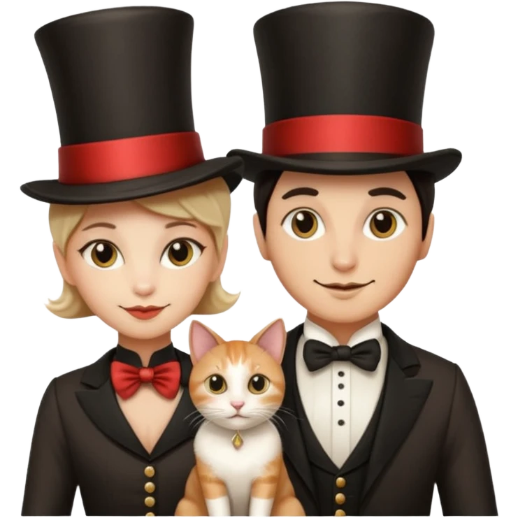 magician couple and their pet cat emoji