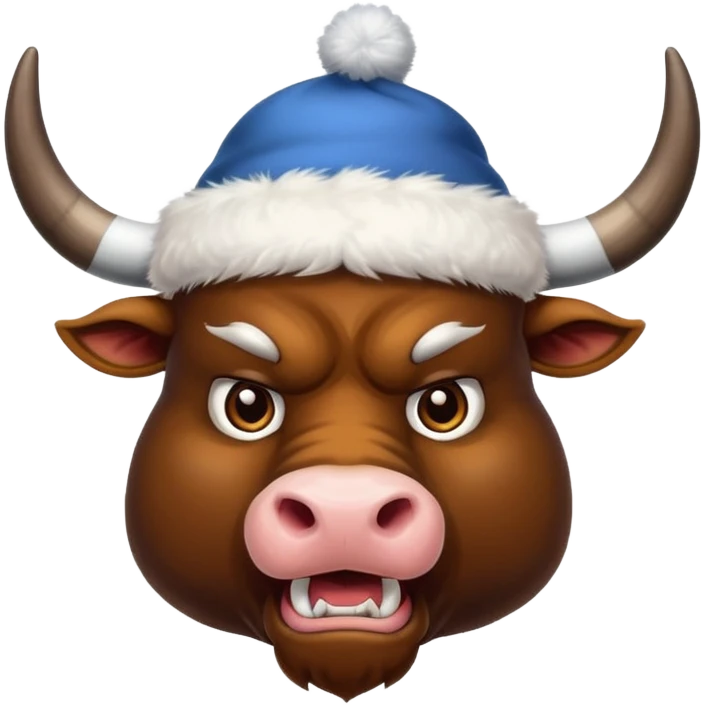 angry winter New Year's with white horns bull emoji emoji