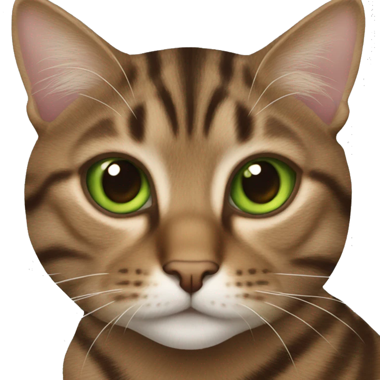 Brown tabby cat green eyes emoji