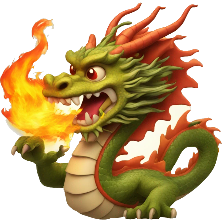 A chinese dragon with fire  emoji