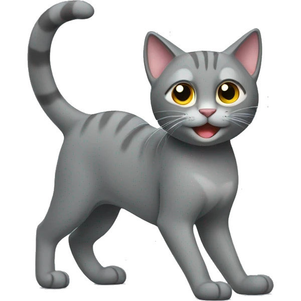 Stretching grey cat emoji