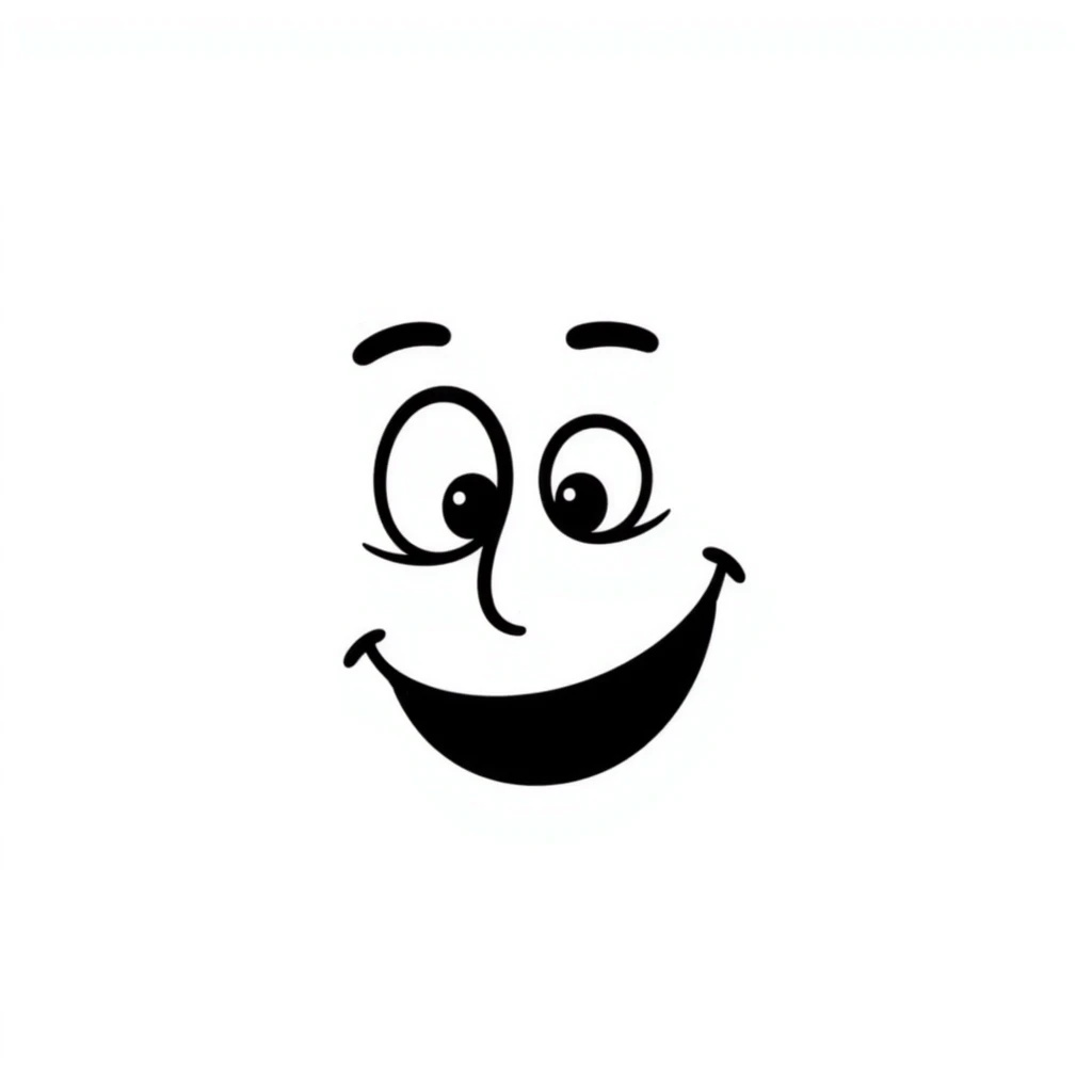 goofy classic emoji with sketchy lines, silly face emoji