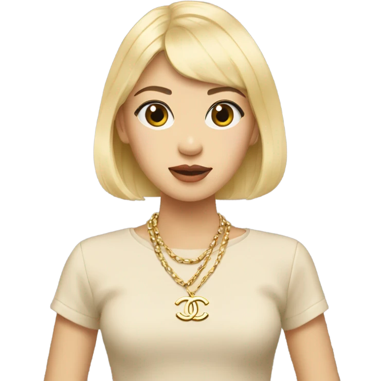 Blonde Chanel Asian Girl with Birkin bag and Chanel necklace emoji