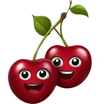 two cherries happy smiling emoji