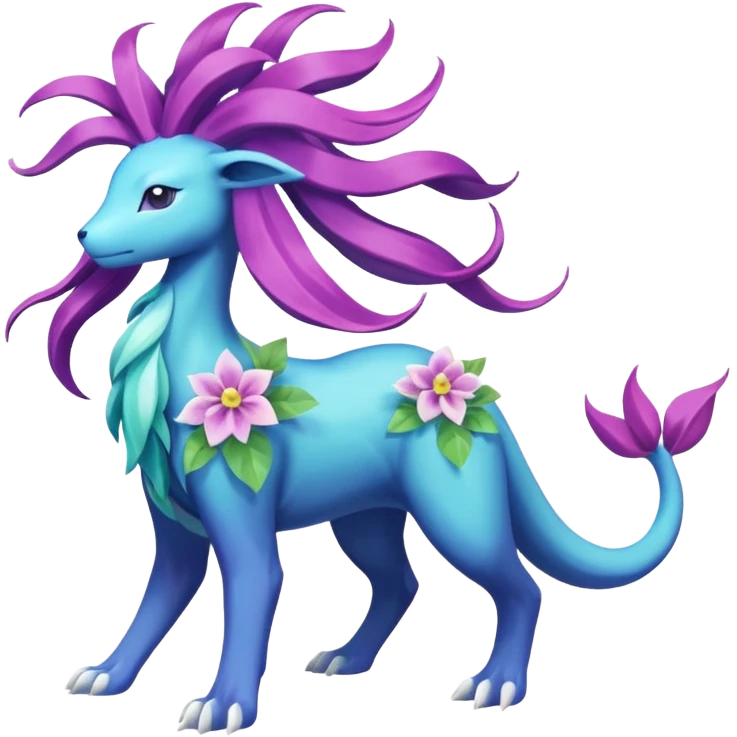 Suicune-Aurorus-Meganium-fusion (full body) emoji