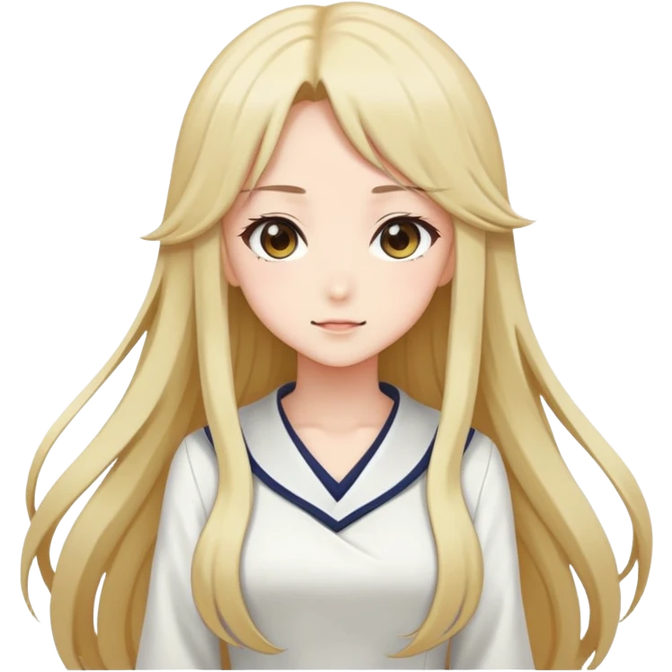 Anime girl with full figure, long hair, tasteful design emoji