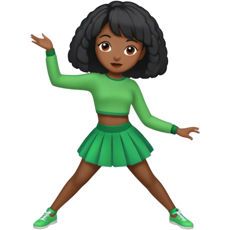 black girl with bob green clothes dancing emoji