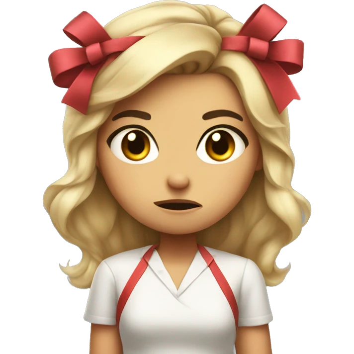 cute animted girl wth a bow in er hair being angry emoji