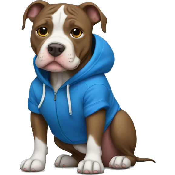 pitbull wearing blue hoodie emoji