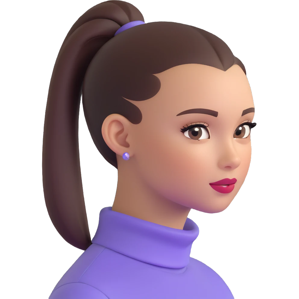 clean girl with smooth skin, subtle makeup, hair in a sleek ponytail emoji