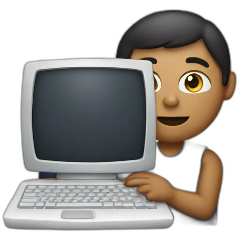a person holding a computer emoji